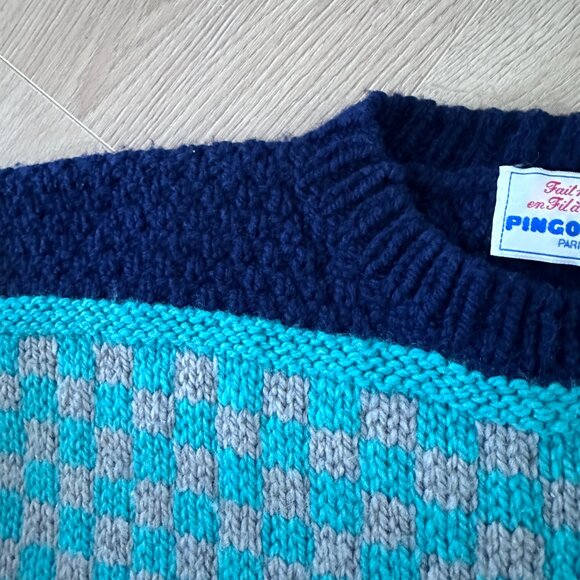 Vintage PINGOUIN Paris Handmade Fisherman's Sweater L-XL - Navy - Picture 2 of 10